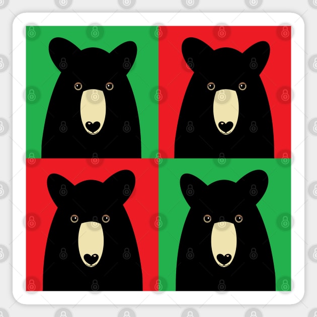 BLACK BEAR ON GREEN AND RED Sticker by JeanGregoryEvans1